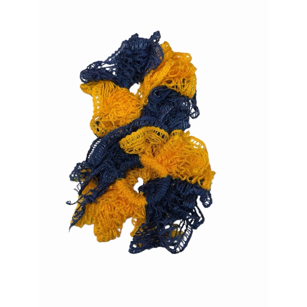 NEW‎ hand made crocheted hair tie scrunchies LOT OF 2 BLUE YELLOW